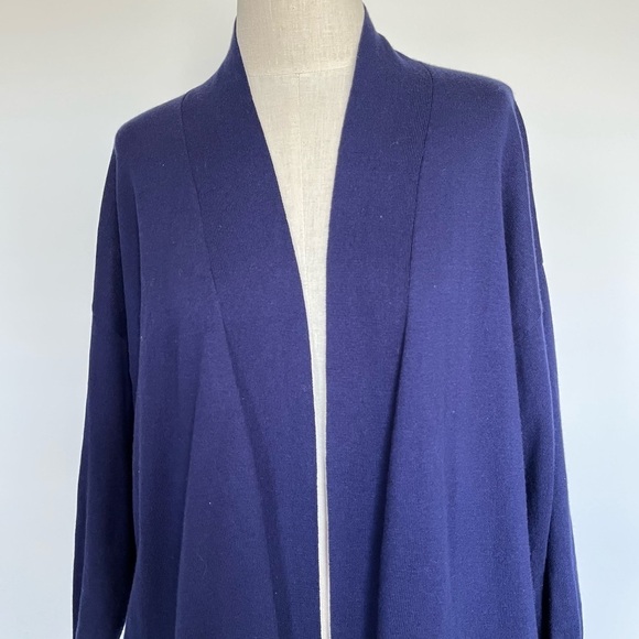 +Beryll Blue Cashmere Blend Open Front Cardigan with Pockets One Size - Picture 6 of 6